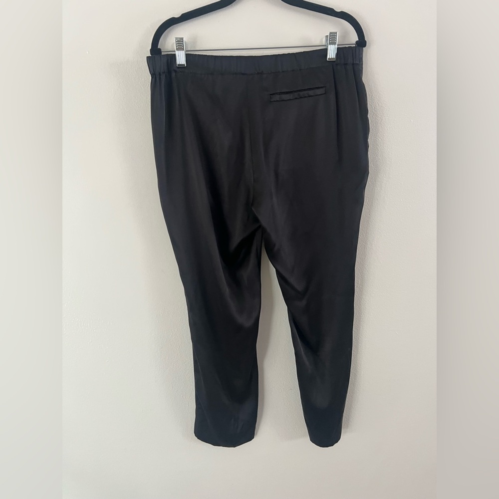 6397 Black 100% Silk Pull-On Crop Straight Leg‎ Pants Size Small - Picture 7 of 10